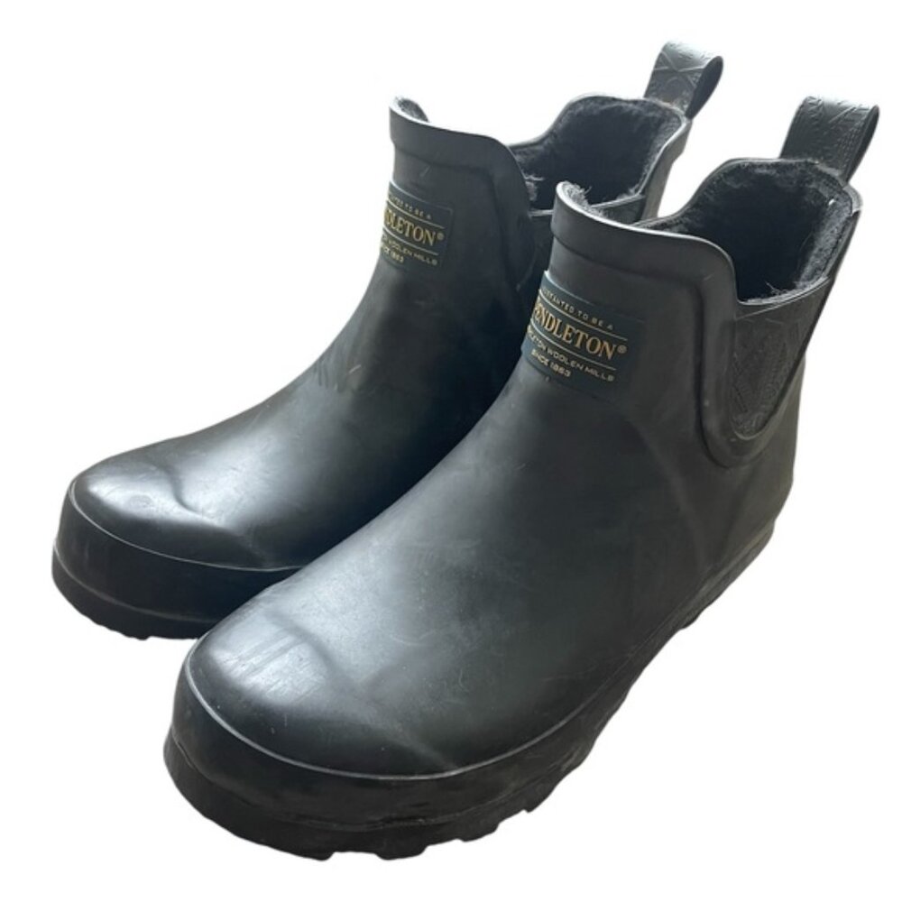 Pendleton Black Rubber Sherpa Lined Chelsea Ankle Rain Garden Boot Women’s 8